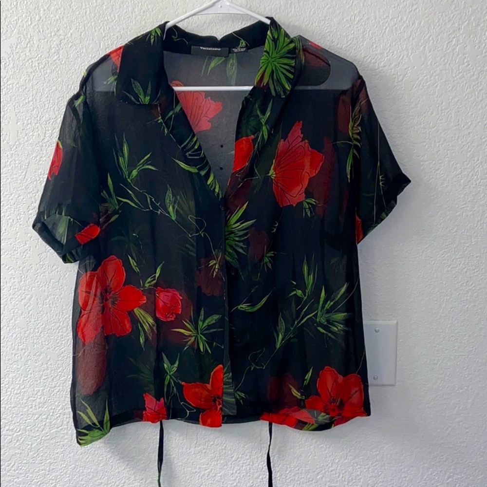 Vintage Floral Button Up Blouse